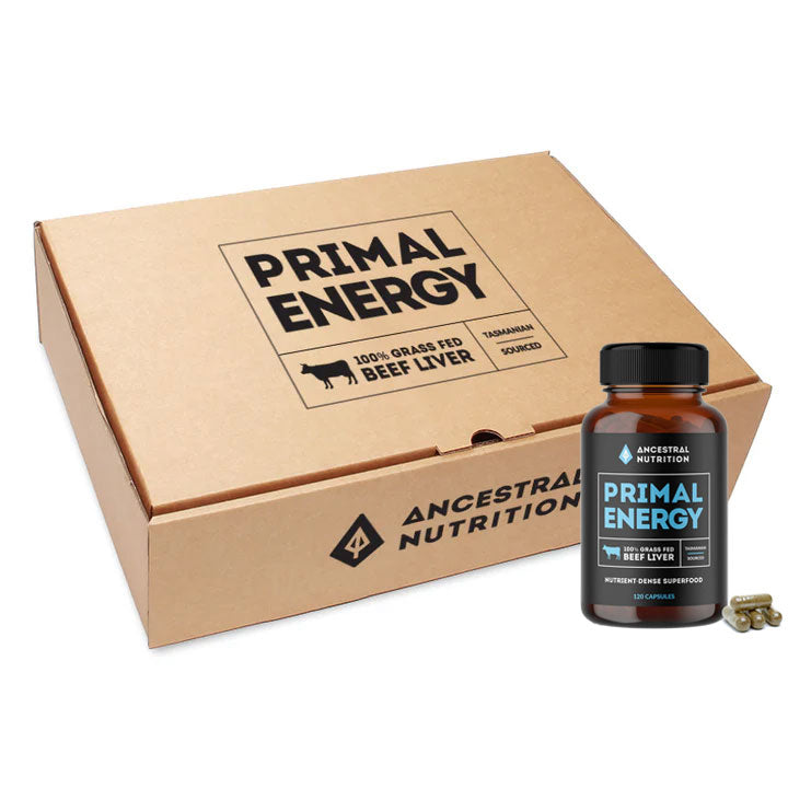 Primal Energy Grass Fed Beef Liver Capsules (Box of 6)