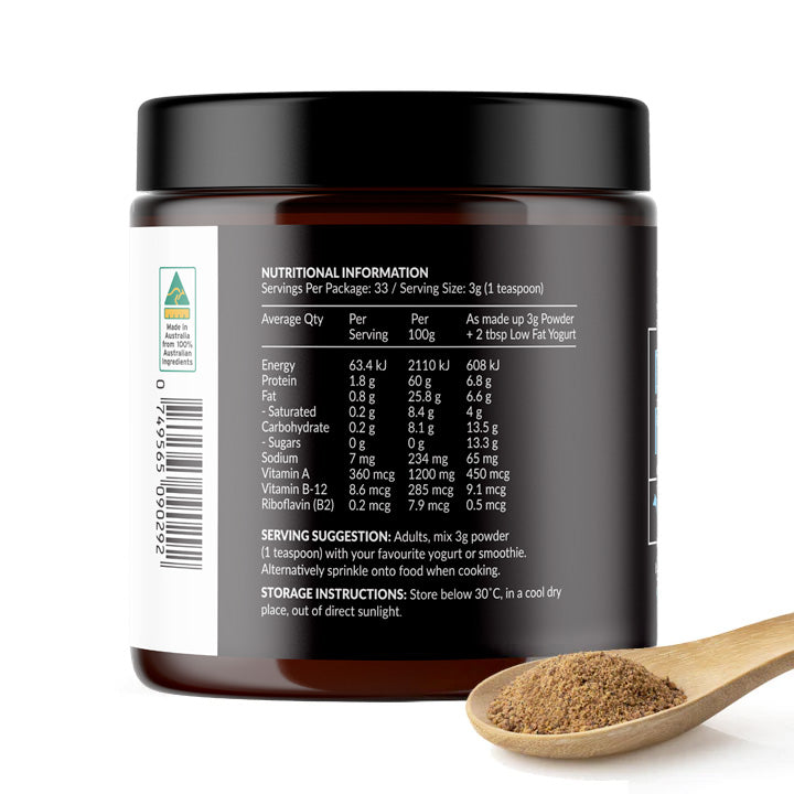 Primal Energy Grass Fed Liver Nutrition panel