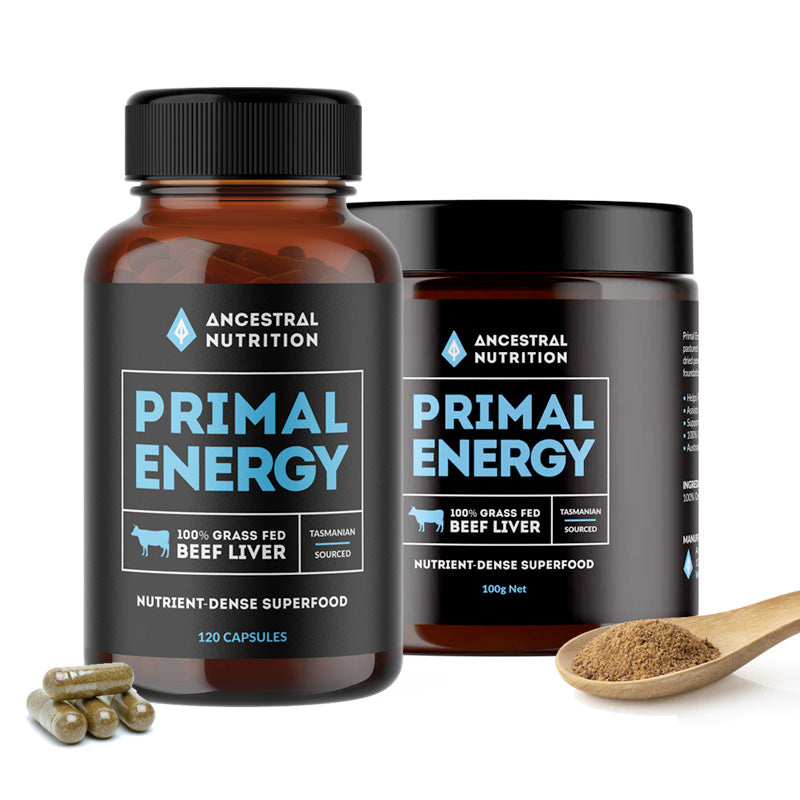 Primal Energy beef liver capsules & powder