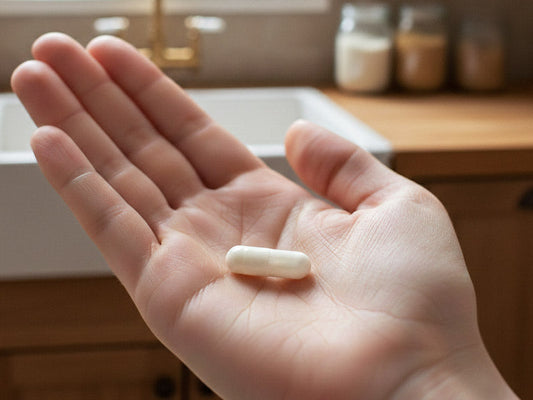 A hand holding a multivitamin for Ancestral Nutrition