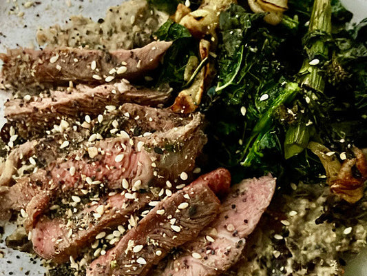 Liver Crusted Lamb Loin & Eggplant