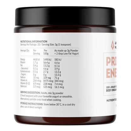 Primal Energy Women - Grass Fed Beef Organ Powder (Box of 6)