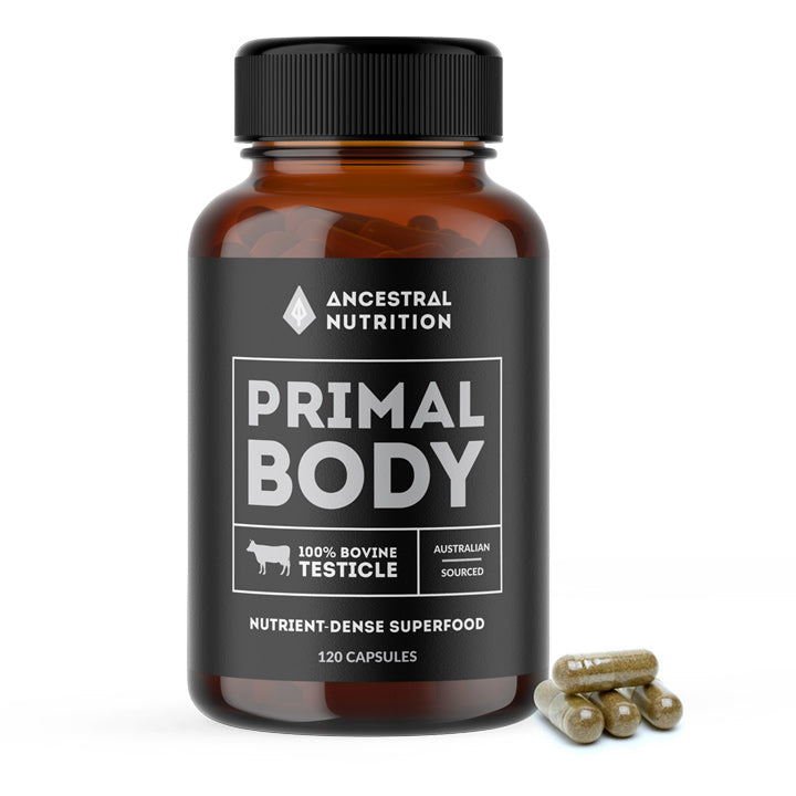 Primal Body Grass Fed Bovine Testicle Capsules (Box of 6)