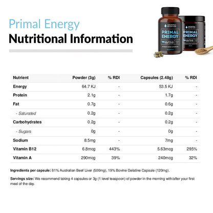Primal Energy Beef Liver Capsules RDI